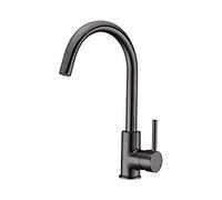 Generique – Mitigeur évier Rousseau – Bec haut, manette latérale – Gris inox, laiton