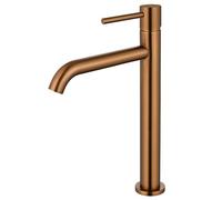 Edouard Rousseau - Mitigeur Lavabo Haut SCRIPY - Bec Élevé pour Vasque à poser - Aérateur Économie d’Eau - Cuivre Titane