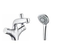 Edouard Rousseau - Mitigeur Thermostatique Bain-Douche Volga 2 - Remplissage Rapide & GRIFEMA COMPLENTO-G804 Douchette à Main 5 jets pour Salle de Bain, Moyen Pommeau de Douche