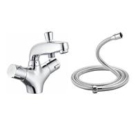 Edouard Rousseau - Mitigeur Thermostatique Bain-Douche Volga 2 - Remplissage Rapide & GRIFEMA G851-20, Flexible de Douche Universel (G1/2 pouces, 2M), Tuyau de Douche Anti-Torsion