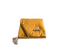 - Edredon en coton avec pompons 190x90cm - Jaune moutarde - Panama