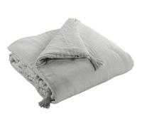 Edredon - GAIA - 90 x 200 cm - Gaze de Coton - Coloris Nuage - Finition Pompons