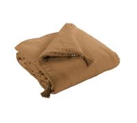 Edredon - GAIA - Camel - 150 x 150 cm - Gaze de Coton - Finition Pompons