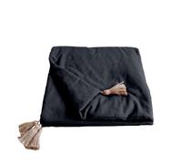 Edredon Panama avec pompons en jute Gris Foncé 90x190 cm