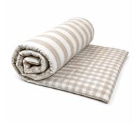 Édredon réversible coton flammé motifs rayures et vichy LOURMARIN Beige 70x200 cm