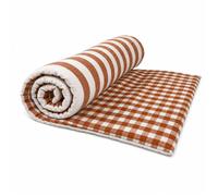 Édredon réversible coton flammé motifs rayures et vichy LOURMARIN Terracotta 70x200 cm