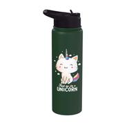 EduEly Chat arc-en-ciel amusant avec inscription « Trust Me I'm A Unicorn » Stainless Steel Insulated Water Bottle