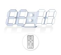 EDUP Home Horloge Murale numérique à LED 3D avec télécommande pour Cuisine, Chambre à Coucher, Bureau, veilleuse à Del Tendance, 24,6 cm, luminosité réglable 12h/24h, Heure, Date, température, Blanc