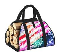 EdWal Sac de transport patriotique du 4 juillet avec côtés ouverts et porte-bûches en bois pour cheminée, sac fourre-tout, accessoire de cheminée