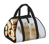 EdWal Sac de transport pour bûches avec côtés ouverts - Motif ours polaire - Pour cheminée - Accessoire de cheminée