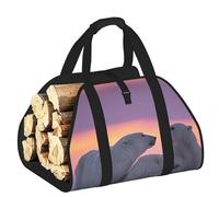 EdWal Sac de transport pour bûches avec côtés ouverts - Motif ours polaire - Pour cheminée - Accessoire de cheminée