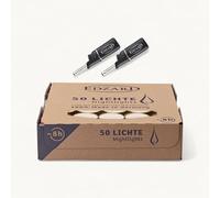 EDZARD 50 bougies chauffe-plat avec 2 briquets (Ø 38 mm), godet acrylique | blanches et sans parfum, veilleuses, pour photophores et lanternes, paraffine, mariage et restaurant, anniversaire et Noël
