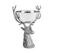 EDZARD Bol décoratif Richard (Ø 32 cm, H 45 cm), aluminium nickelé | motif tête de cerf, vide-poche, coupelle décorative, plat de service, pour fruits et snacks, centre de table, idée cadeau