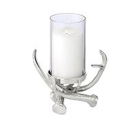 EDZARD Bougeoir Blitu (Hauteur 25 cm) avec Verre, Aluminium nickelé, pour Bougie Pilier Ø 8 cm