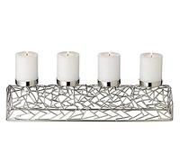 EDZARD Bougeoir de Noël Milano (L 44 cm), Acier nickelé | argenté, pour bougies pilier Ø 6 cm, motif branches, idéal avec les photophores Cornelius, centre de table, bougeoir