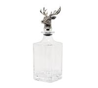 EDZARD Carafe en verre Cerf (H 26 cm) bouchon argenté | pour 0,75 L, forme carrée, résistant à la ternissure, carafe à whisky, décor de chasse, service de table, idée cadeau