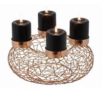 EDZARD Couronne de l'Avent Milano (Ø 34 cm), Acier Inoxydable doré | pour bougies pilier Ø 8 cm, à décorer soi-même, centre de table, décoration de Noël, bougeoir