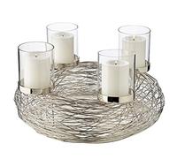 EDZARD Couronne de l'Avent Rimini, en Acier Inoxydable nickelé, Ø 36 cm