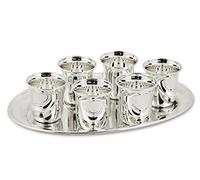EDZARD Ensembles de 7 pièces Schnapps, 6 Tasses à Schnapps et Plateau de Service, argenté, Plateau 22 x 15 cm, Hauteur de la Tasse 5 cm, capacité par Tasse 0,04 Litre