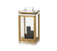 EDZARD Lanterne Huntsville en Bois et Acier Inoxydable, Hauteur 66 cm, Lanterne avec Anse