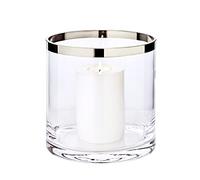 EDZARD Lanterne Molly, en Verre Cristal soufflé à la Bouche avec Bord en Platine, Hauteur 18 cm, diamètre 18 cm