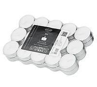 EDZARD Lot de 30 bougies chauffe-plat, blanches, cire de qualité supérieure, coupe en aluminium, diamètre 39 mm, sans parfum, durée de combustion 4 heures, Blanc