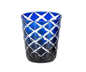 EDZARD Lot de 4 verres en cristal Dio, bleu, hauteur : 10 cm, capacité : 230 ml, poncés à la main, technologie de recouvrement - Photophore pour bougie chauffe-plat, verres à eau, verres à whisky