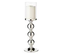 EDZARD Photophore Bamboo (H 44 cm), argenté, avec Verre | résistant à la ternissure, sans polissage, cylindre ouvert en bas, ne retient pas la cire, pour bougies pilier jusqu'à Ø 8 cm
