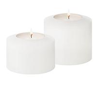 EDZARD Photophore Cornelius Pine Lot de 2 (H 5/7 cm, Ø 7 cm) | aspect bougie pilier, ne se consume jamais, sans coulée de cire, pour bougies chauffe-plat, polyéthylène 100 % recyclable