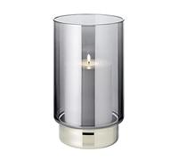 EDZARD Photophore Isla (H 21 cm), en Verre, Bord Platine | le verre fumé adoucit la flamme, lumière non éblouissante, soufflé bouche, chaque pièce unique, centre de table, idée cadeau