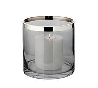 EDZARD Photophore Zeus (H 15 cm, ø 15 cm), Verre en Cristal foncé avec Bord Platine