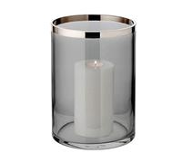 EDZARD Photophore Zeus (H 25 cm, ø 18 cm), Verre en Cristal foncé avec Bord Platine