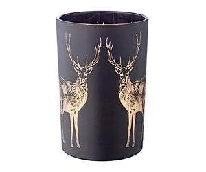 EDZARD Porte-Bougie sur Forme de cerf, Verre Noir, Hauteur 18 cm