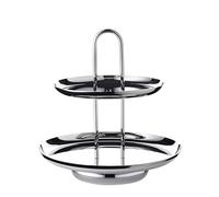 EDZARD Présentoir à gâteaux Apus, 2 étages (H 28 cm), acier poli | inoxydable, pour pâtisseries et chocolats, buffet et fête, service de table, idée cadeau, poli miroir, présentoir à étages