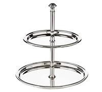 EDZARD Présentoir à gâteaux Faden, 2 étages (H 22 cm), argenté | pour pâtisseries et chocolats, bord torsadé, buffet et fête, service de table, idée cadeau, présentoir à étages