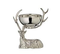 EDZARD Rafraîchisseur de bouteille Wilson (hauteur 34 cm, diamètre 21 cm), aluminium nickelé, avec figurine de cerf, bol amovible - refroidisseur à champagne argenté, refroidisseur à vin