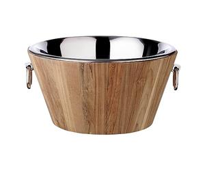 EDZARD Santiago Santiago Seau à Champagne en Bois de Teck, Acier Inoxydable Poli Miroir, avec poignées (diamètre 46 cm, Hauteur 23 cm)