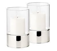 EDZARD Set de 2 photophores Granada (H 15 cm, ø 9 cm) Verre Monobloc, Pied Aspect argenté, Indoor et Outdoor, pour Bougies jusqu'à ø 8 cm, idéal pour la Bougie permanente Cornelius de Edzard
