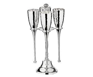 EDZARD Set de 4 flûtes à champagne Didi, avec support, martelées, argentées, hauteur 32 cm