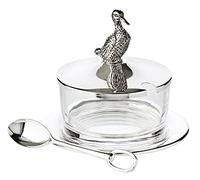 EDZARD sucrier canard, argentée et résistante à la ternissure, hauteur 12 cm, Ø 9 cm