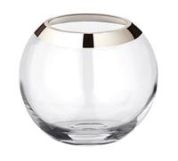 EDZARD Vase Boule Mirinde (H 18 cm, Ø 20 cm), en Verre, Bord Platine | soufflé bouche, ouverture Ø 10 cm, pour fleurs coupées et bouquets, centre de table, idée cadeau, décoration intérieure