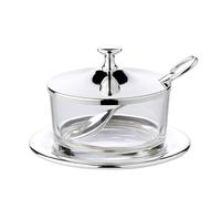 EDZARD Verre à parmesan Sublime (hauteur 12 cm), plaqué argent, avec soucoupe et cuillère, Arganté