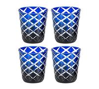 EDZARD Verre en cristal Dio lot de 4 (140 ml, H 8 cm), bleu | taillé à la main, verre à whisky et à eau, pour café glacé, jus et gin, aussi comme photophore, service de table