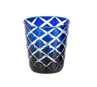 EDZARD Verre en cristal Dio lot de 4 (230 ml, H 10 cm), bleu | taillé à la main, technique du doublé, verre à whisky et à eau, pour café glacé et gin, aussi comme photophore