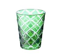 EDZARD Verre en cristal Dio lot de 4 (230 ml, H 10 cm), vert | taillé à la main, technique du doublé, verre à whisky et à eau, pour café glacé et gin, aussi comme photophore