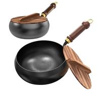 EeeDTmall Poêle en fer forgé non revêtu - Wok forgé à la main - Poêle traditionnelle pour induction - Sauteuse pour légumes et viande - Poêle wok non revêtue - Poêle de service pour cuisine et