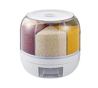 Eeneme Boîte de rangement pour céréales alimentaires - Distributeur de riz à 6 grilles de grande capacité de 12 kg, boîte de rangement rotative pour aliments secs et fruits pour la maison et la