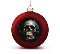 Eerie Lot de 2 boules de Noël effrayantes à suspendre en forme de tête de mort pour sapin de Noël Rouge 4,1 cm