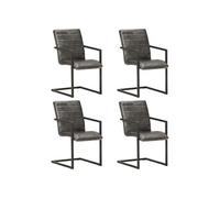 Eetkamerstoelen 4 st echt leer grijs3059807