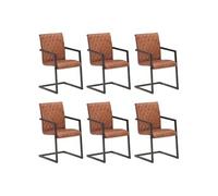 vidaXL Chaises cantilever - Marron Cuir